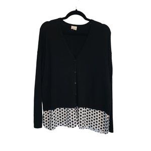 Chicos Cardigan button Up navy polka dot Womens